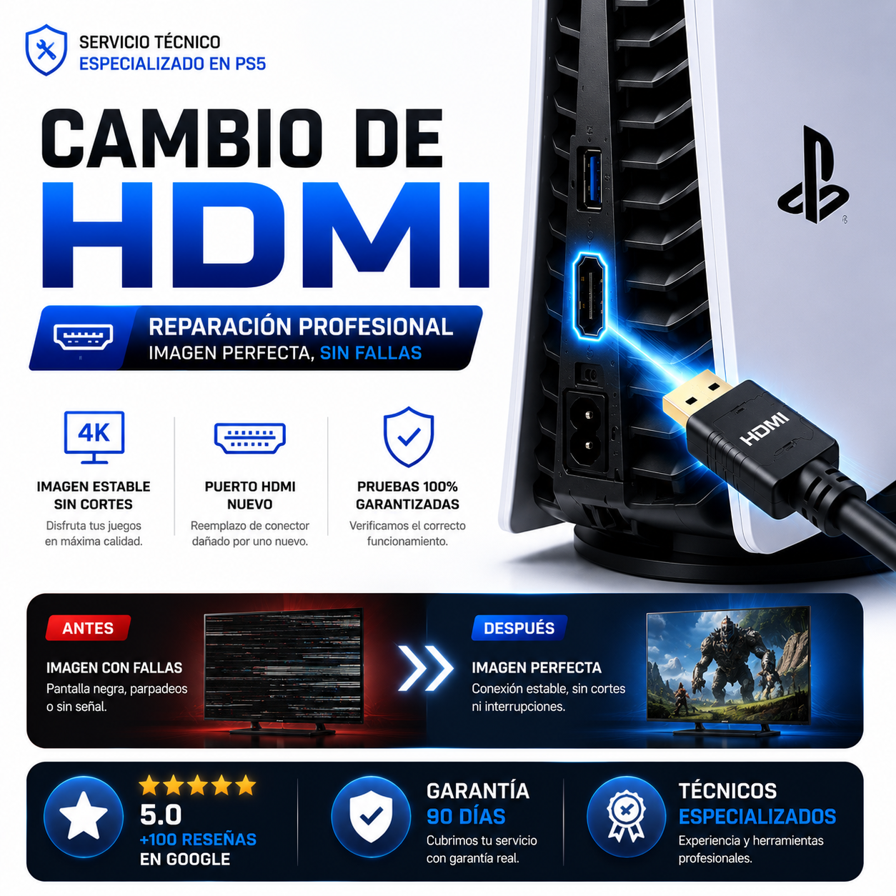 Reparación HDMI PS5 – Cambio de Puerto HDMI PlayStation 5