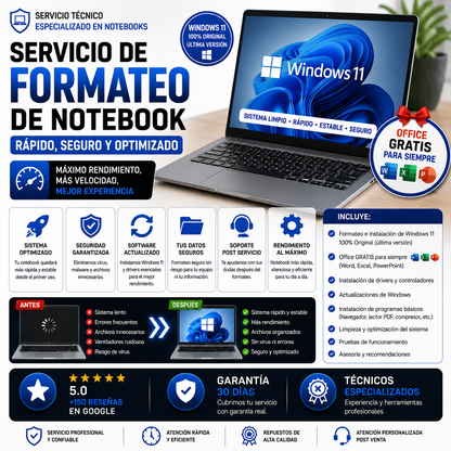 Servicio de Formateo de Notebook – Rápido, Seguro y Optimizado