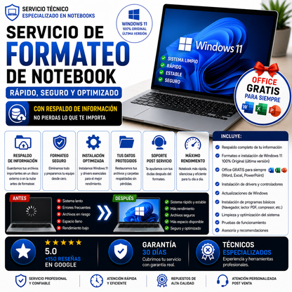 Formateo de Notebook con Respaldo de Información – Seguro, Rápido y Sin Pérdidas