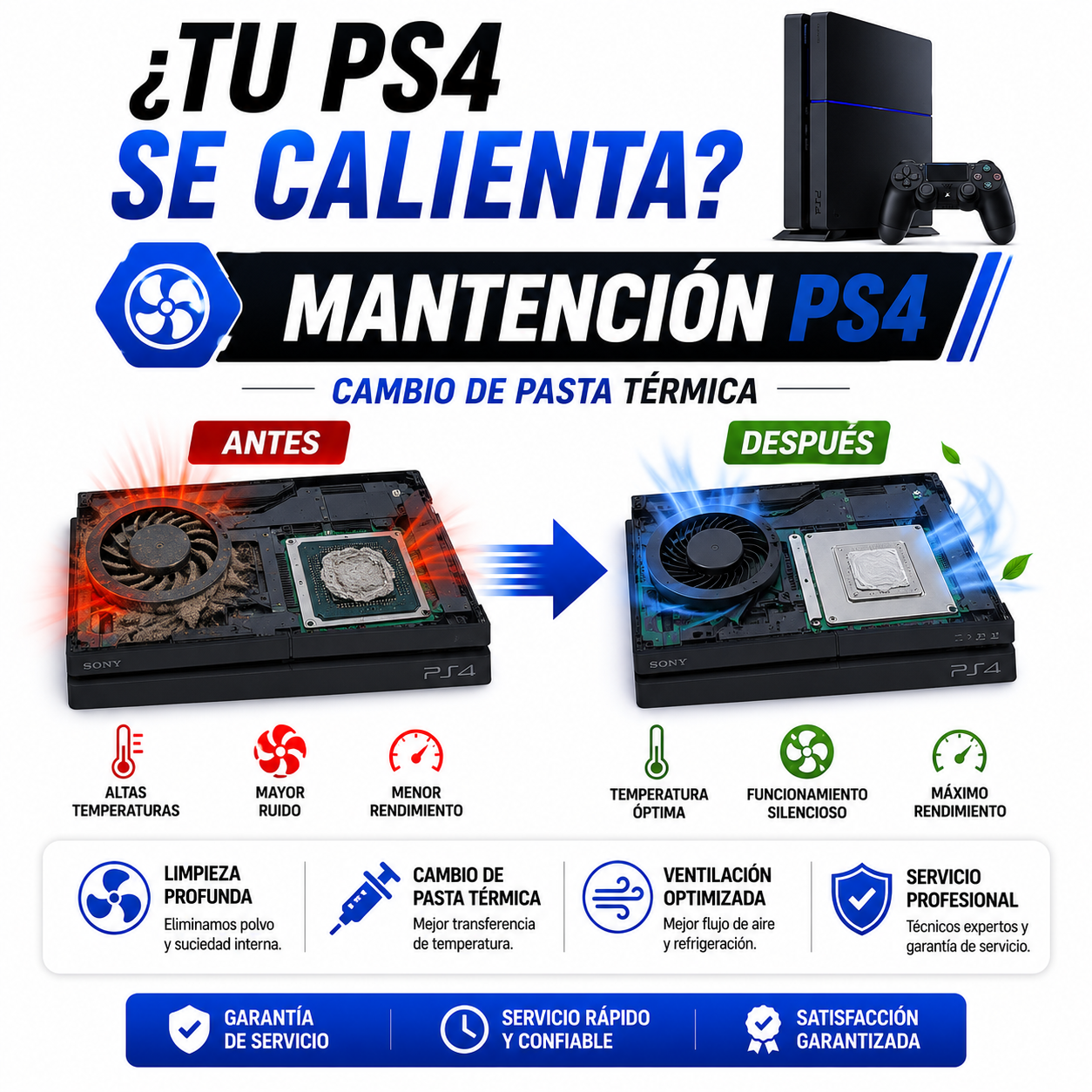Mantención PS4 con Cambio de Pasta Térmica – Menos Calor, Más Rendimiento
