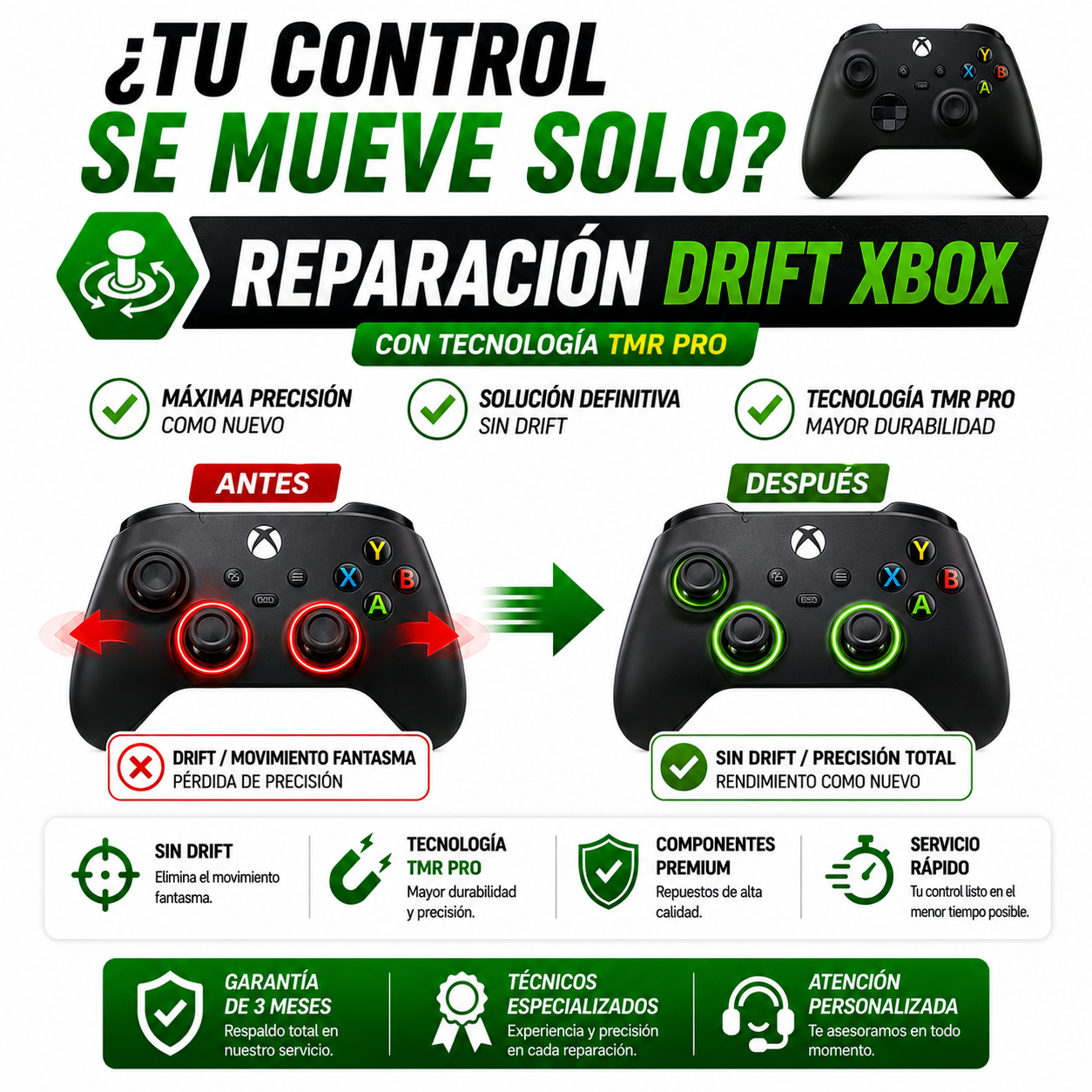 Cambio Drift Control Xbox – Cambio a Joystick Magnético (TMR Pro)
