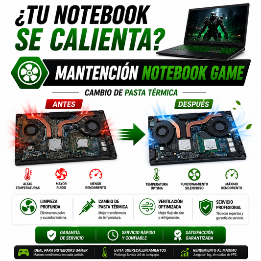 Mantención y limpieza de Notebook Gamer con cambio de pasta térmica