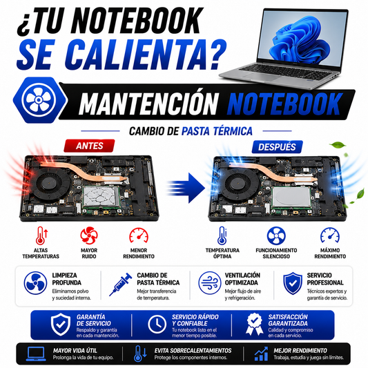Mantención y Limpieza de Notebook con Cambio de Pasta Térmica