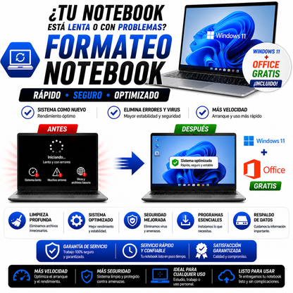 Servicio de Formateo de Notebook – Rápido, Seguro y Optimizado