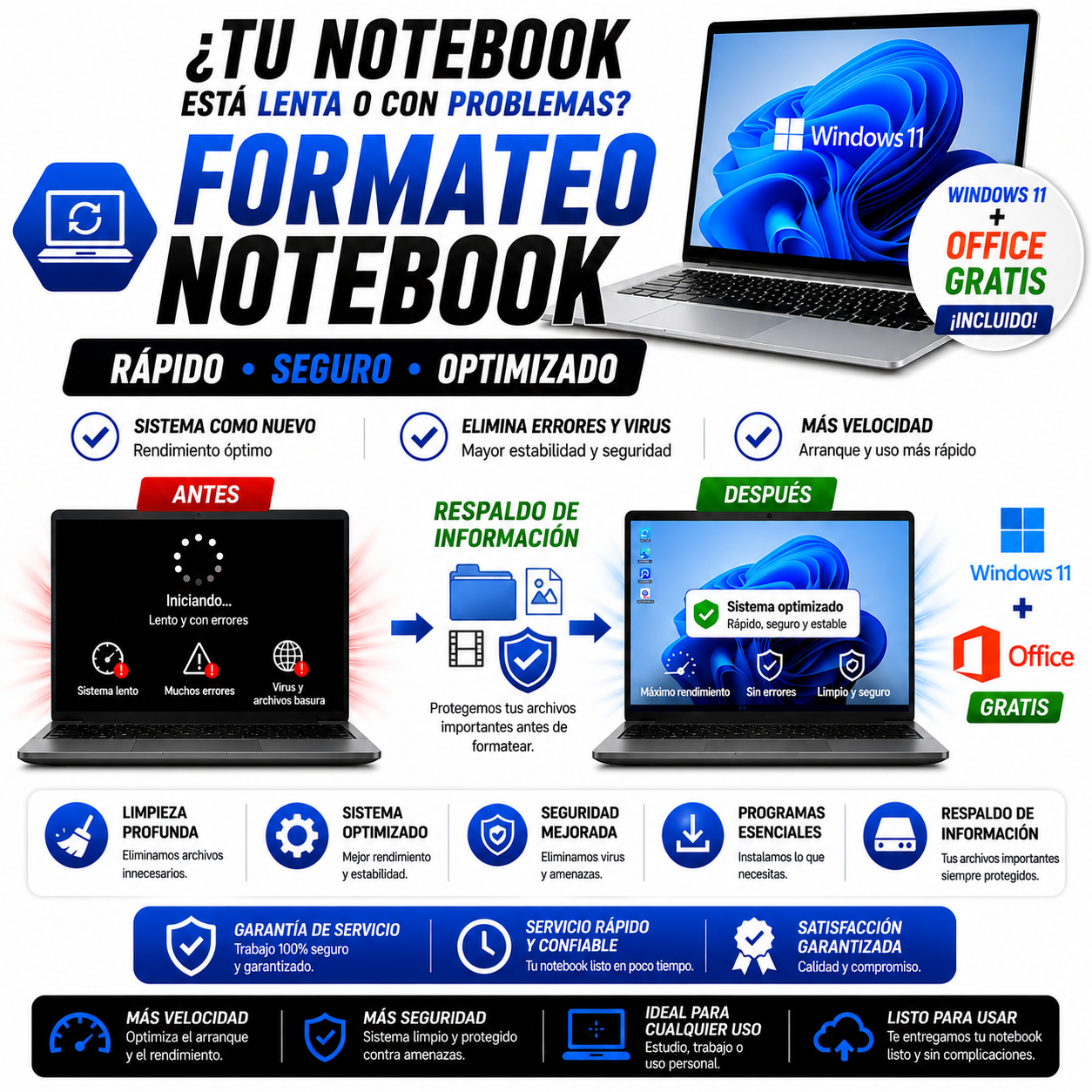 Formateo de Notebook con Respaldo de Información – Seguro, Rápido y Sin Pérdidas
