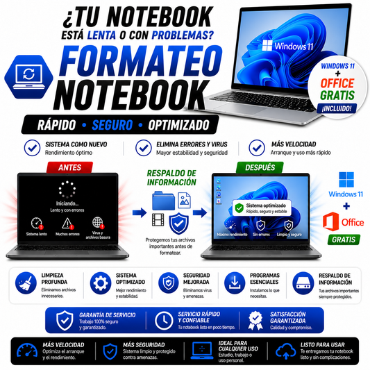 Formateo de Notebook con Respaldo de Información – Seguro, Rápido y Sin Pérdidas