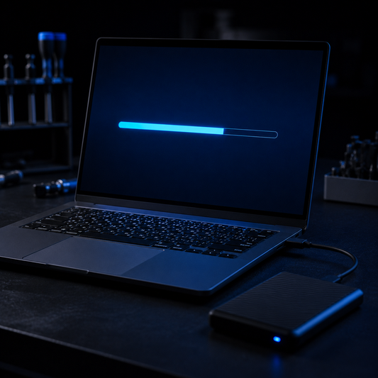 Notebook durante servicio de formateo con respaldo de información en Rancagua